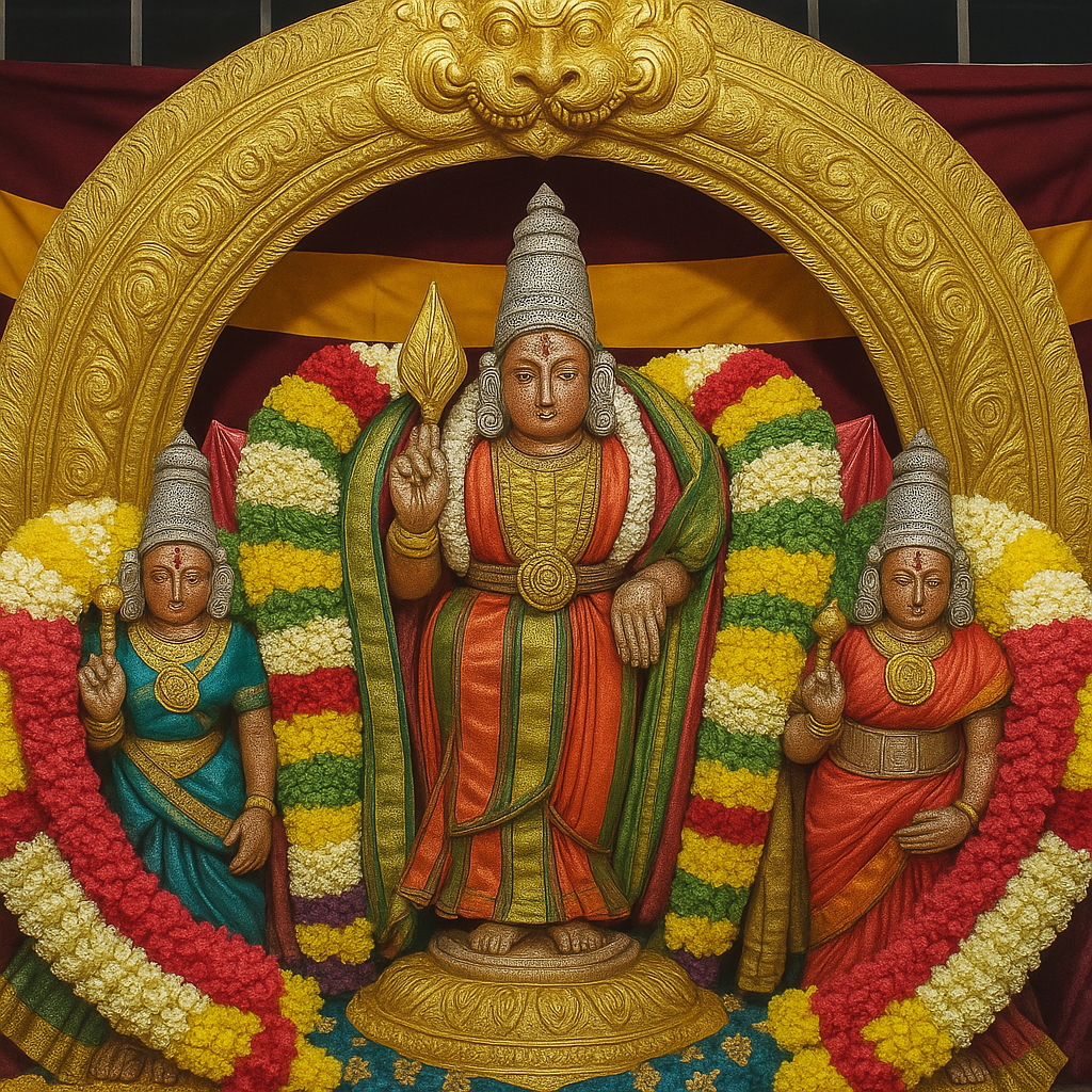 20251127_1902_Ornate Religious Statues_remix_01kb2r4p5sep69031a02wyvhws Arupadai Veedu Tour Package from Chennai