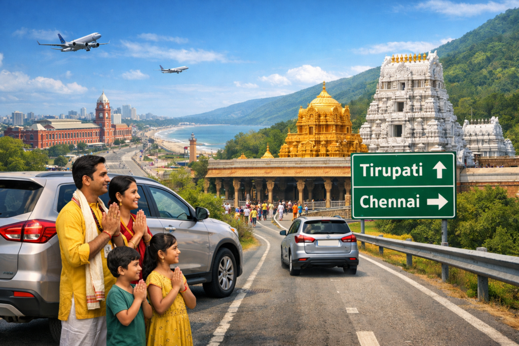 20260106_1716_Tirupati Pilgrimage Journey_simple_compose_01ke9j1015ep29yv621rpdzzzf Tirupati NRI Darshan from Chennai by Car
